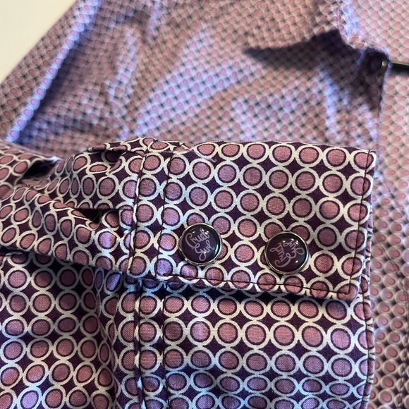 Cruel Girl Women’s Purple with Pink Polkadot long sleeve blouse, size XL. - Picture 3 of 5